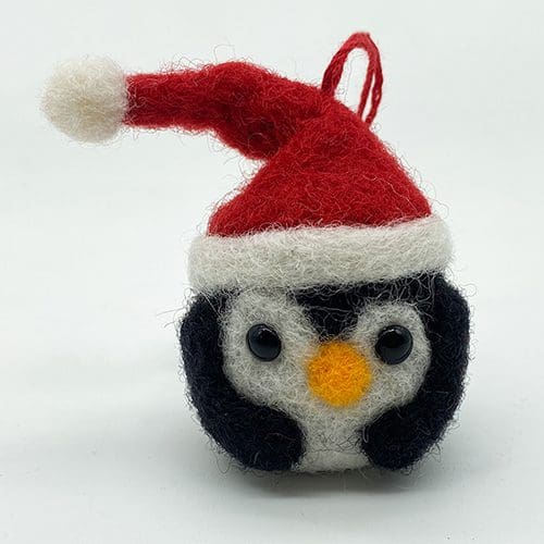 Penguin Christmas Bauble with Santa Hat