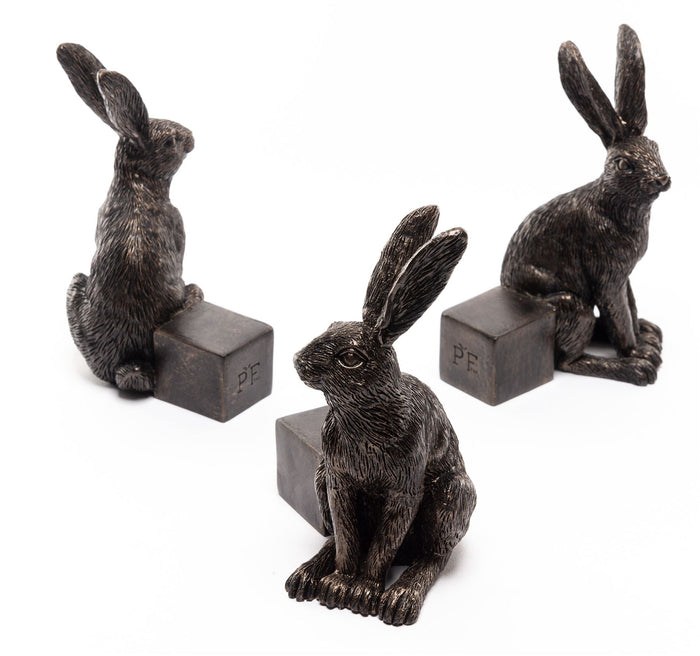 Bronze Hares (sitting) Pot Feet suitable for indoors and outdoors in the garden.