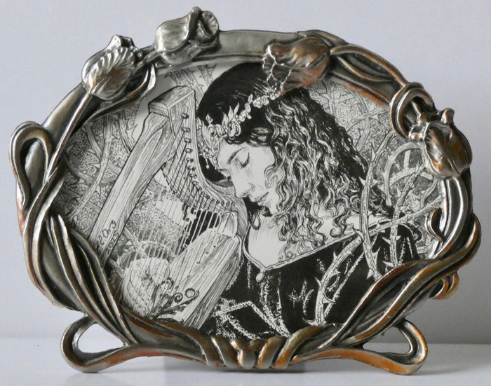 Harpist - Original Pen & Ink Drawing by Ed Org