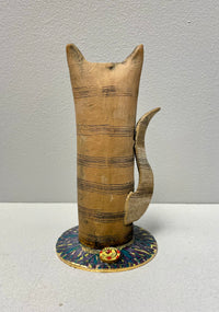 Small Brown Cat - Ceramic Sculpture by Sarah Saunders