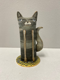 Charcoal Cat - Ceramic Sculpture by Sarah Saunders