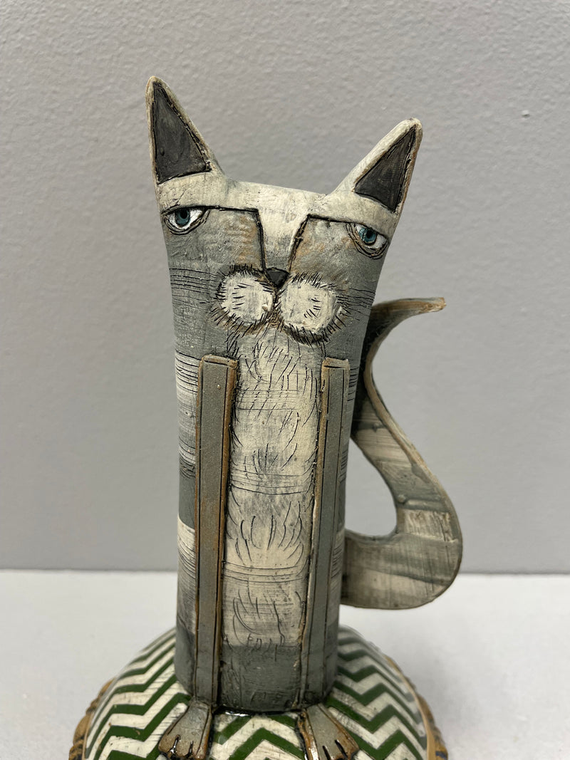 Cat on Cushion - Ceramic Sculpture by Sarah Saunders