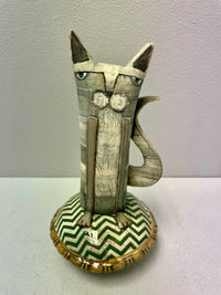 Cat on Cushion - Ceramic Sculpture by Sarah Saunders