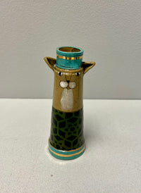 Green and Black  Cat Candle Holder by Sarah Saunders