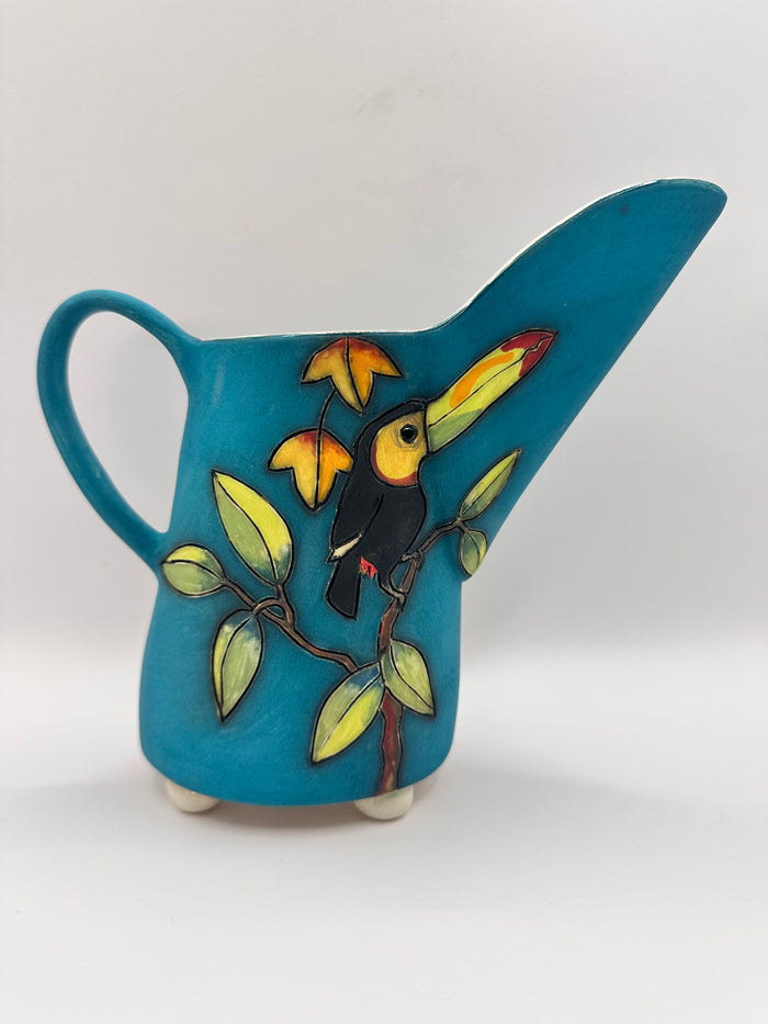 Toucan & Bee-Eater Design Large Jug in Teal with by Jeanne Jackson