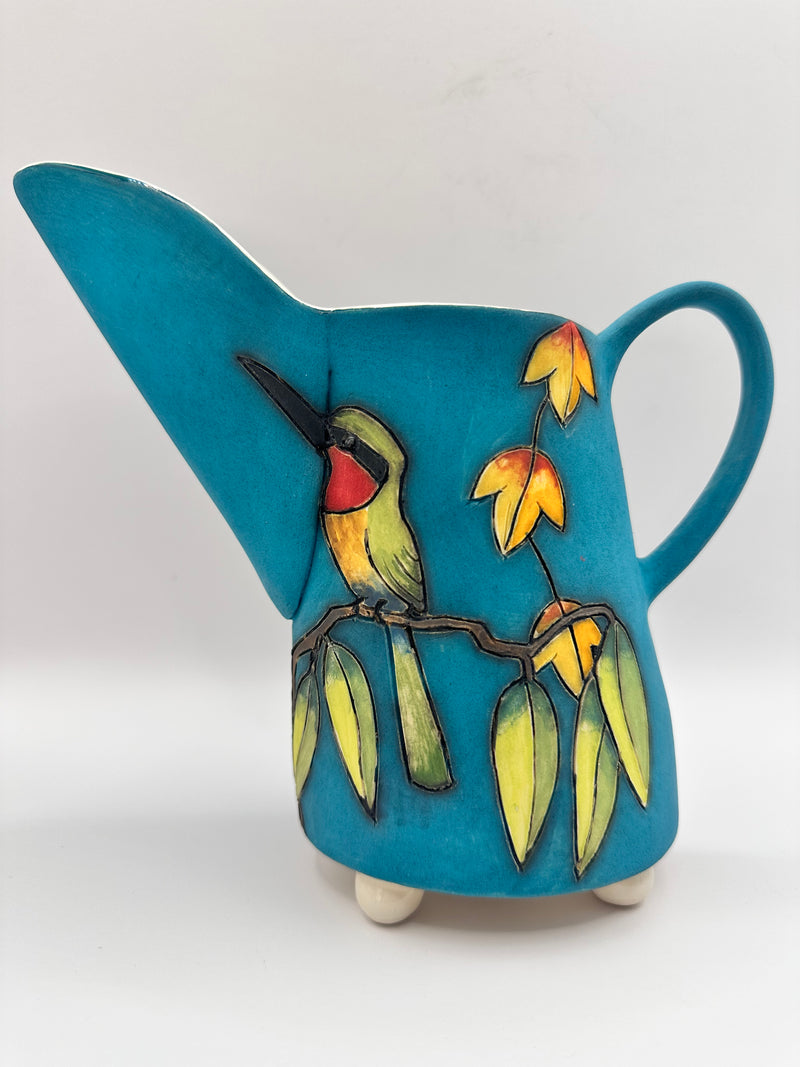 Toucan & Bee-Eater Design Large Jug in Teal with by Jeanne Jackson