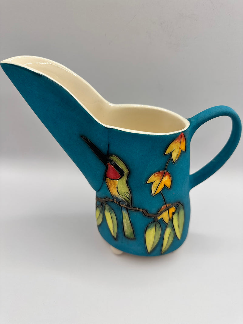 Toucan & Bee-Eater Design Large Jug in Teal with by Jeanne Jackson
