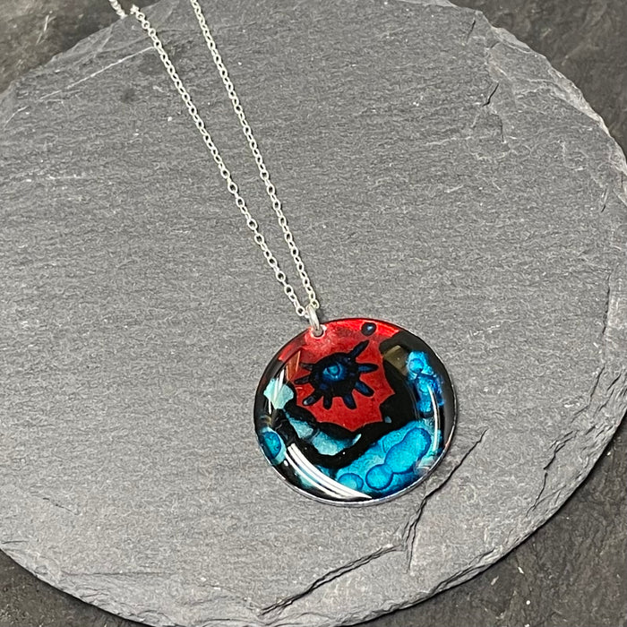 Small red/blue Inky Pendant by NimaNoma