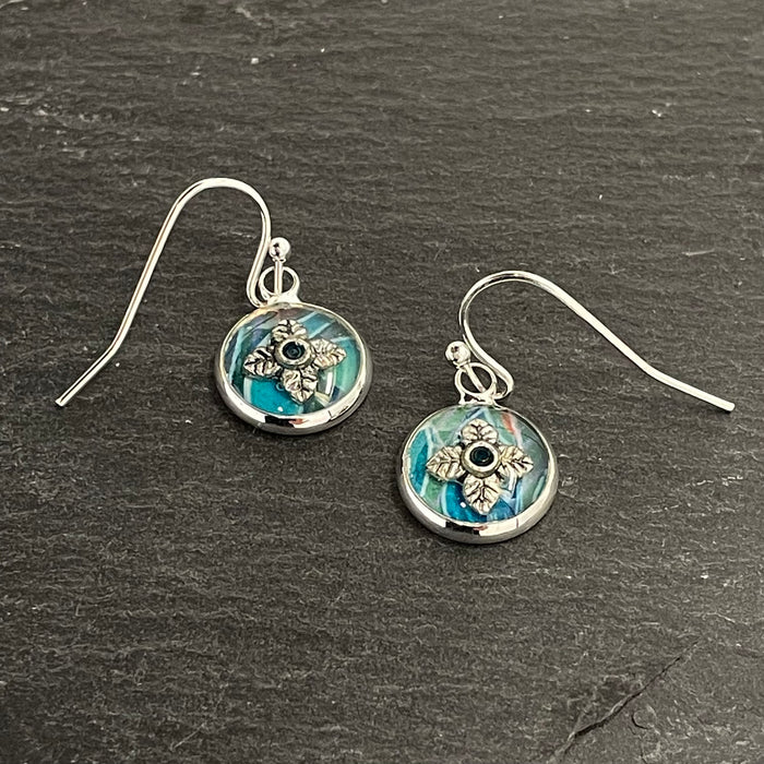 Blue flower drop earrings by NimaNoma