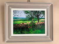 Hollyhocks - oil on canvas by Colin Carruthers