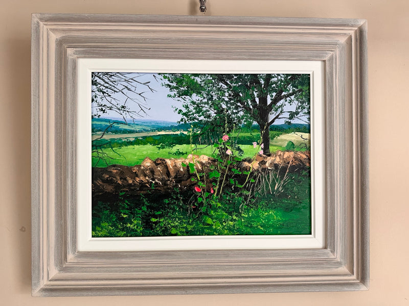 Hollyhocks - oil on canvas by Colin Carruthers