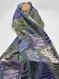 Pastel Fern Design Hand Painted Devore Velvet Scarf by Diane Jones (DJ45)