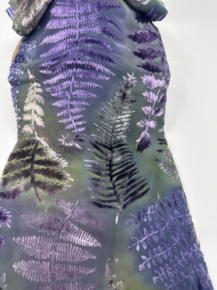 Pastel Fern Design Hand Painted Devore Velvet Scarf by Diane Jones (DJ45)