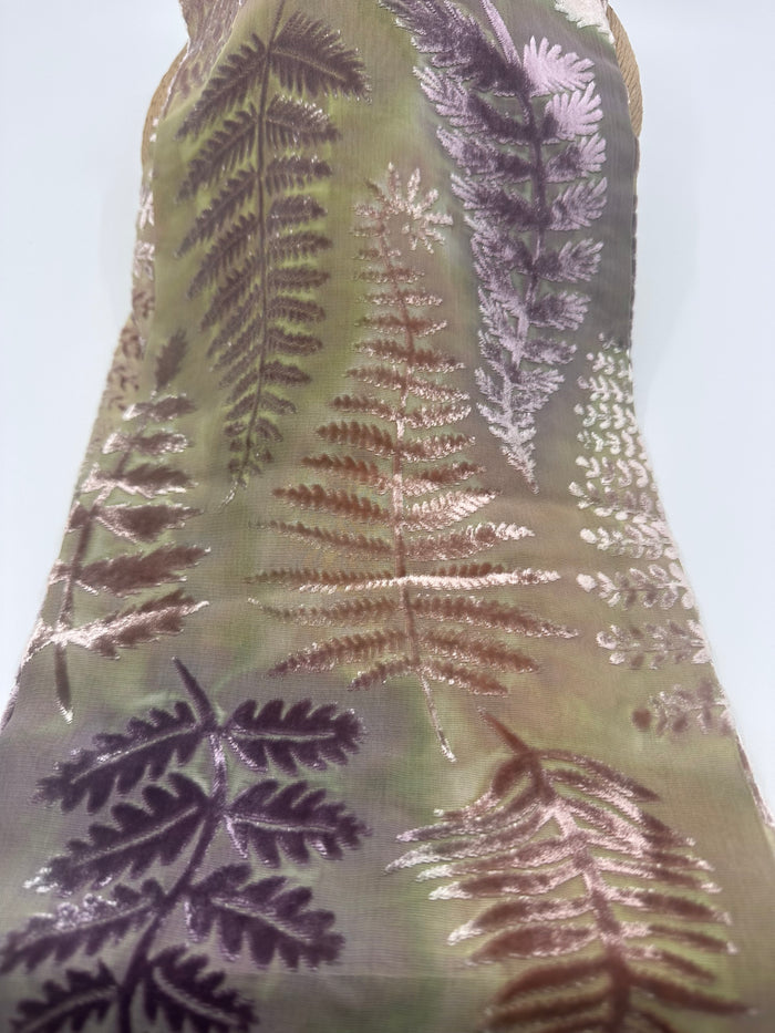 Autumnal Fern Design Hand Painted Devore Velvet Scarf by Diane Jones (DJ46)