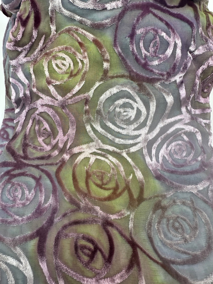 Pastel Roses Design Hand Painted Devore Velvet Scarf by Diane Jones (DJ47)