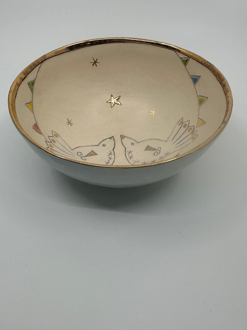 Small Bowl with 2 Birds & Bunting by Sophie Smith (SS101)