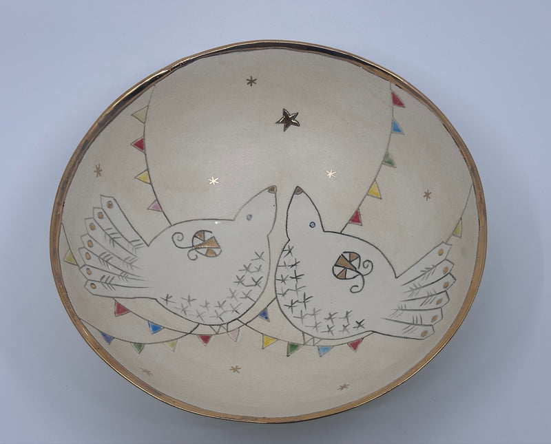 Large Bowl with 2 Birds & Bunting by Sophie Smith (SS105)