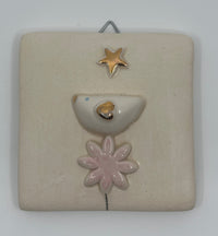 Bird & Flower Design Hanging Tile by Sophie Smith (SS107)
