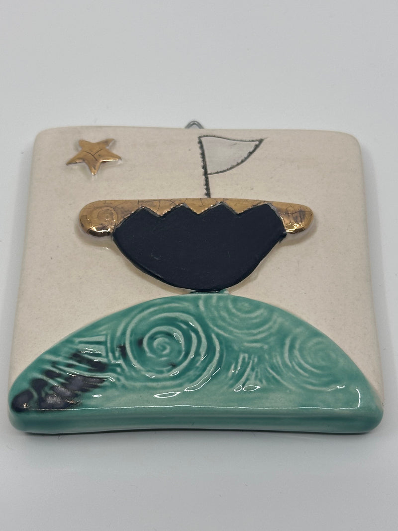 Boat & Star Design Hanging Tile by Sophie Smith (SS110)