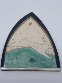 Running Hare with Heart Plaque by Sophie Smith (SS113)