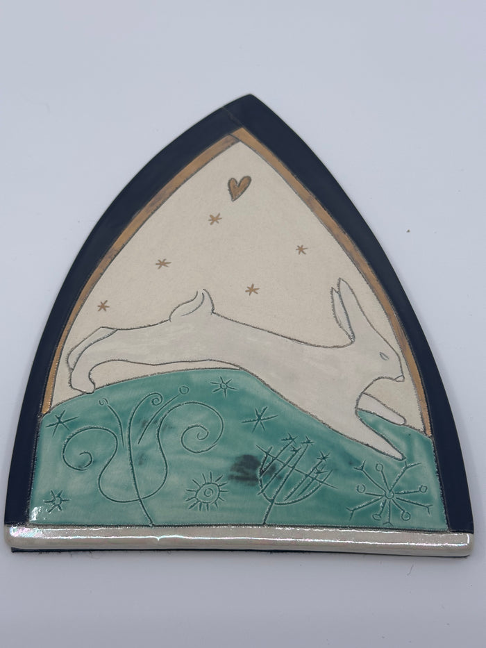 Running Hare with Heart Plaque by Sophie Smith (SS113)