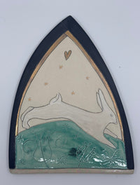 Running Hare with Heart Plaque by Sophie Smith (SS113)
