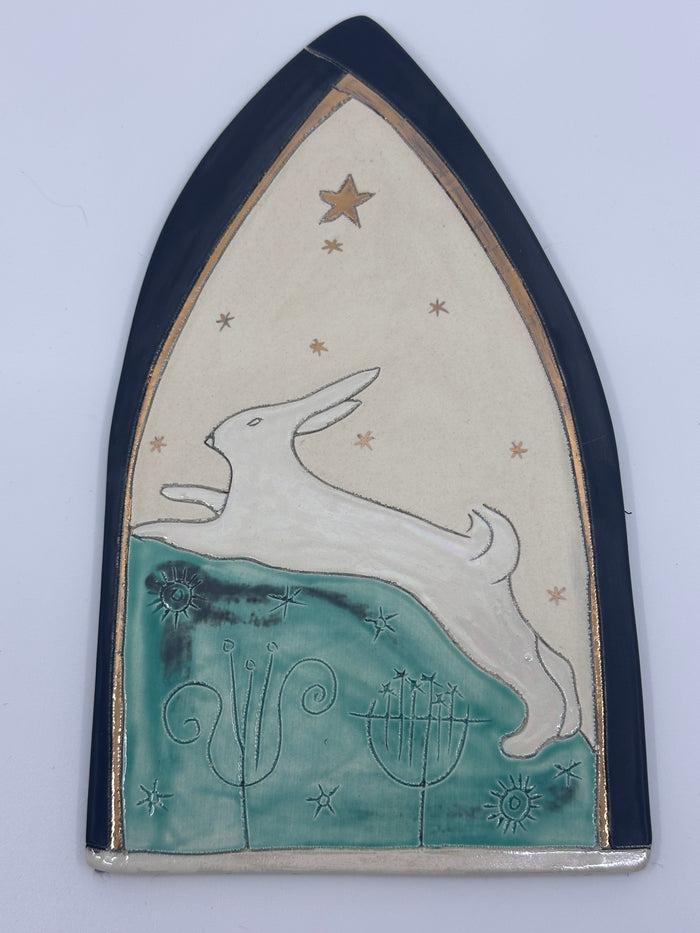 Running Hare & Star Plaque by Sophie Smith (SS115)