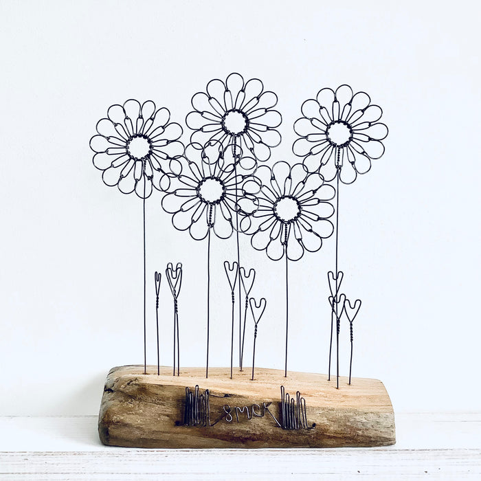 Wire and waxed driftwood sculpture by Wild Grey Art