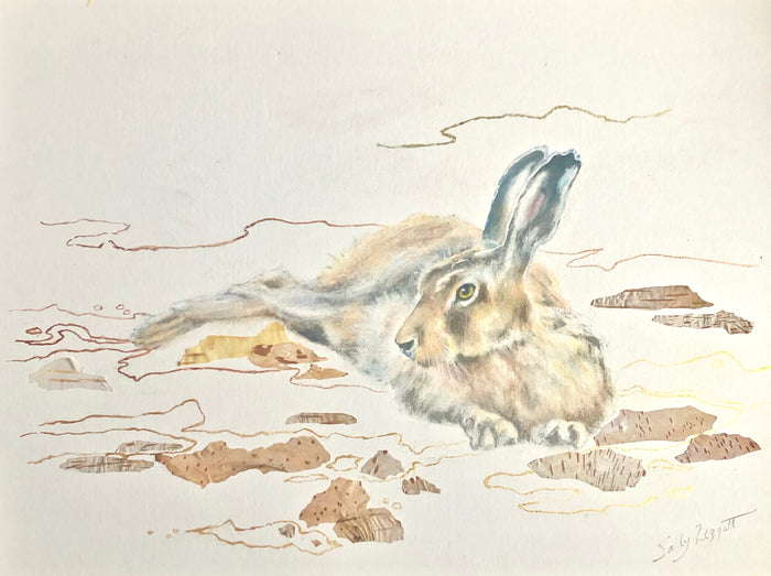 Hare on Birch Bark by Sally Leggatt