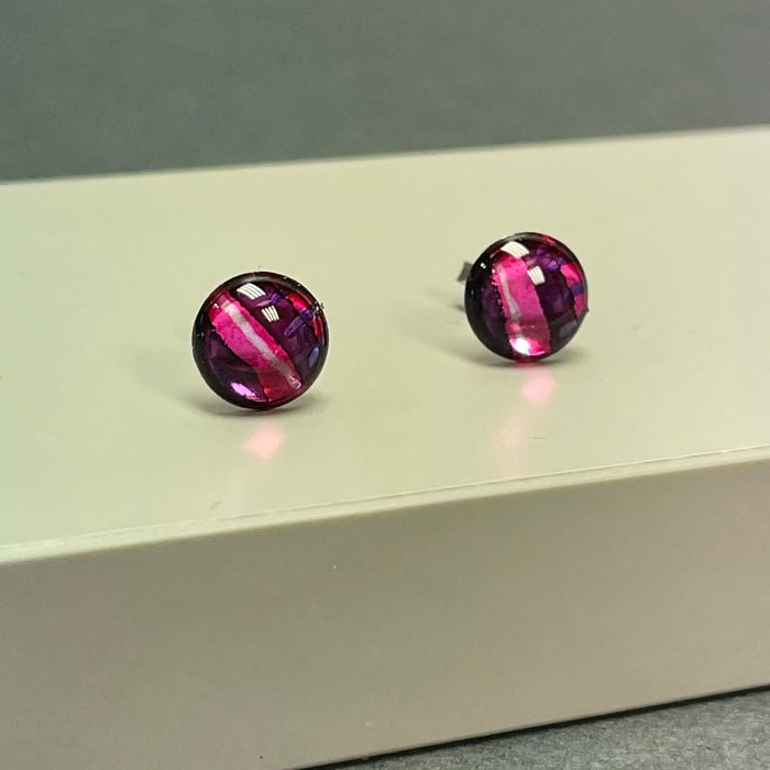 Inky pink stud earrings by NimaNoma