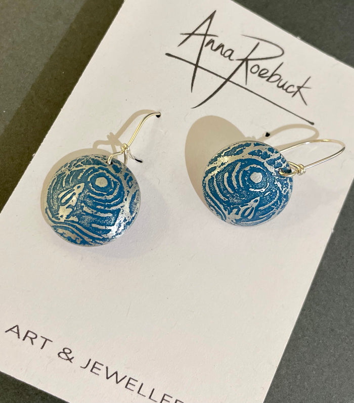 Blue Hare Aluminium earrings by Anna Roebuck