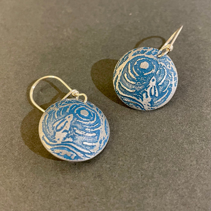 Blue Hare Aluminium earrings by Anna Roebuck
