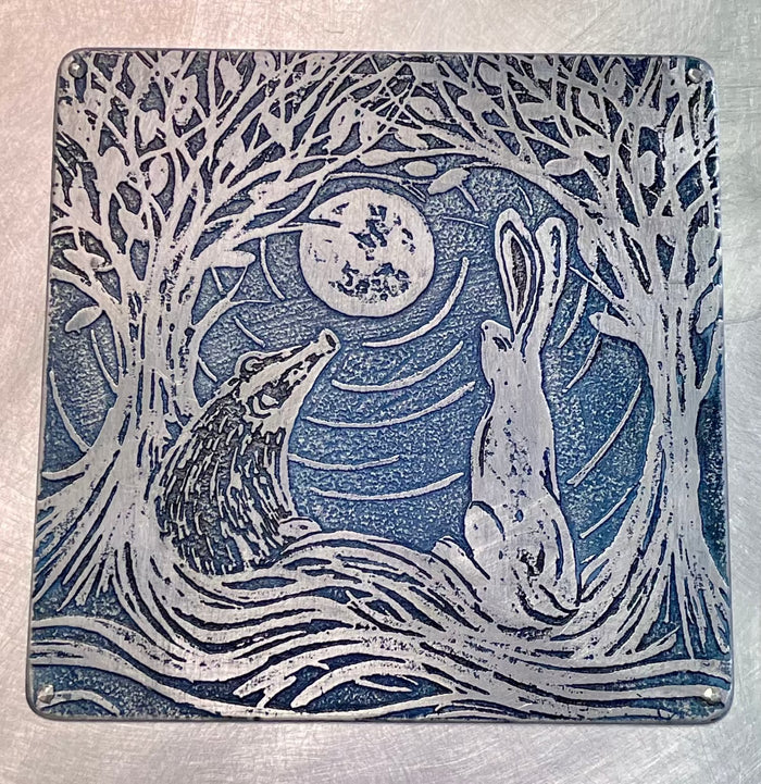 Badger and Hare Square Panel by Anna Roebuck
