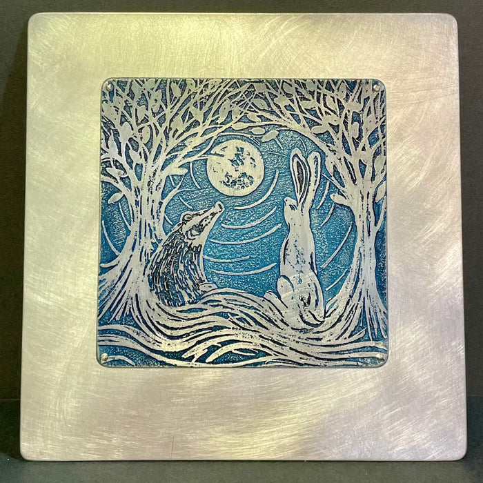Badger and Hare Square Panel by Anna Roebuck