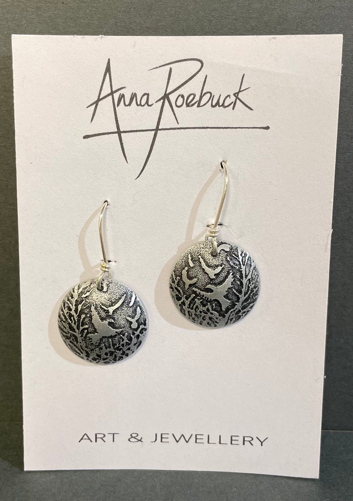 Rookery Dark Aluminium earrings by Anna Roebuck