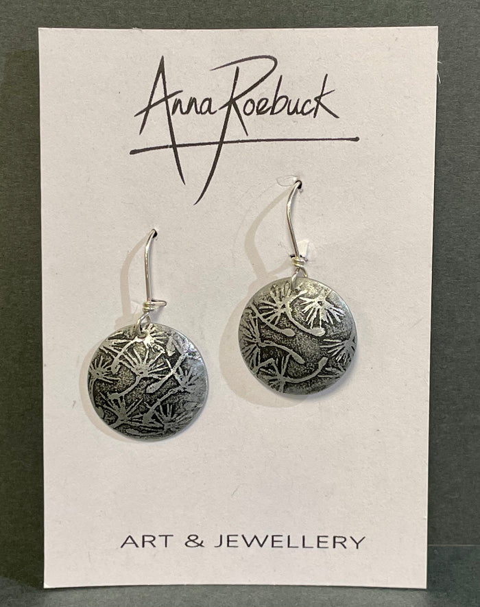Dandelion Dark Aluminium earrings by Anna Roebuck