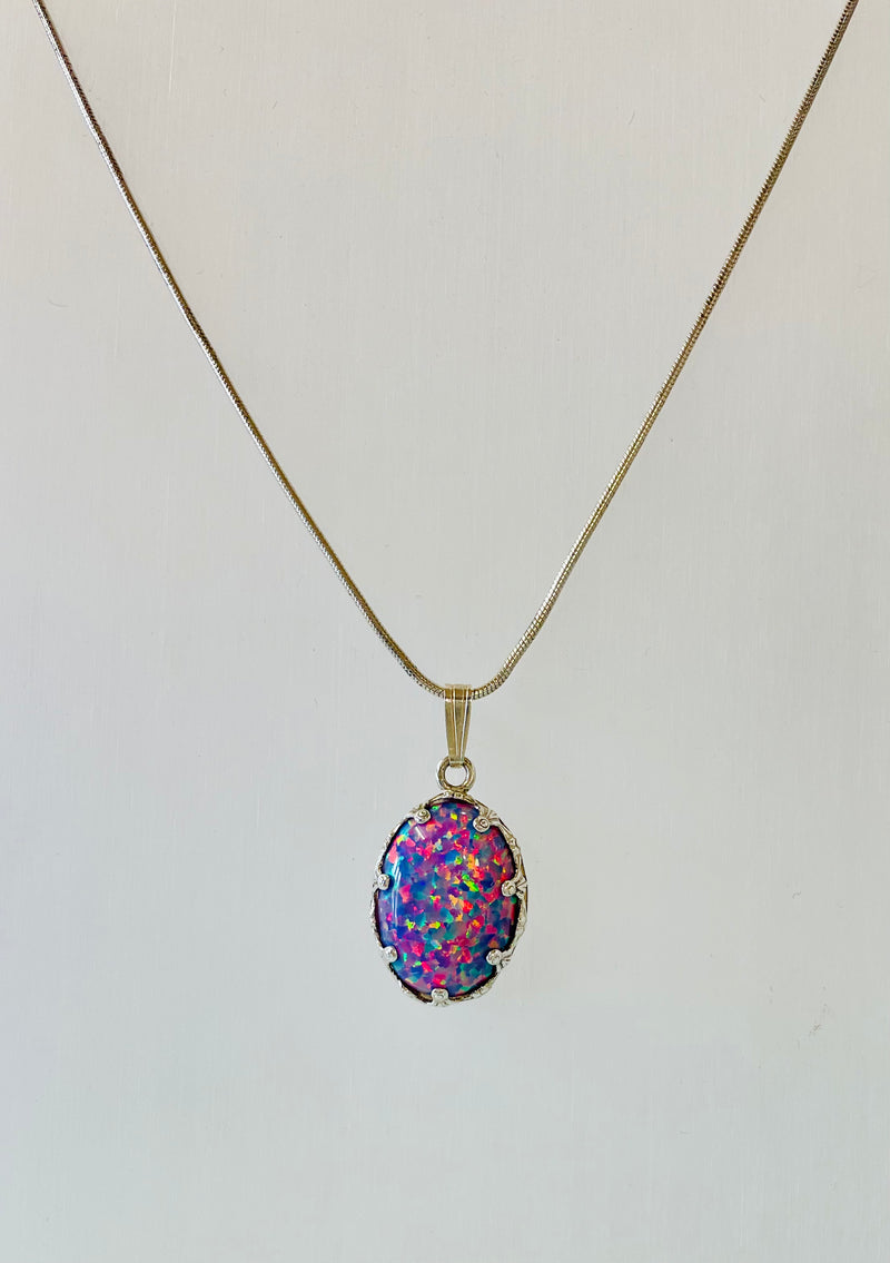 Decorative Sterling Silver and Purple Opal Pendant by David Weinberger (Lavan Jewellery)