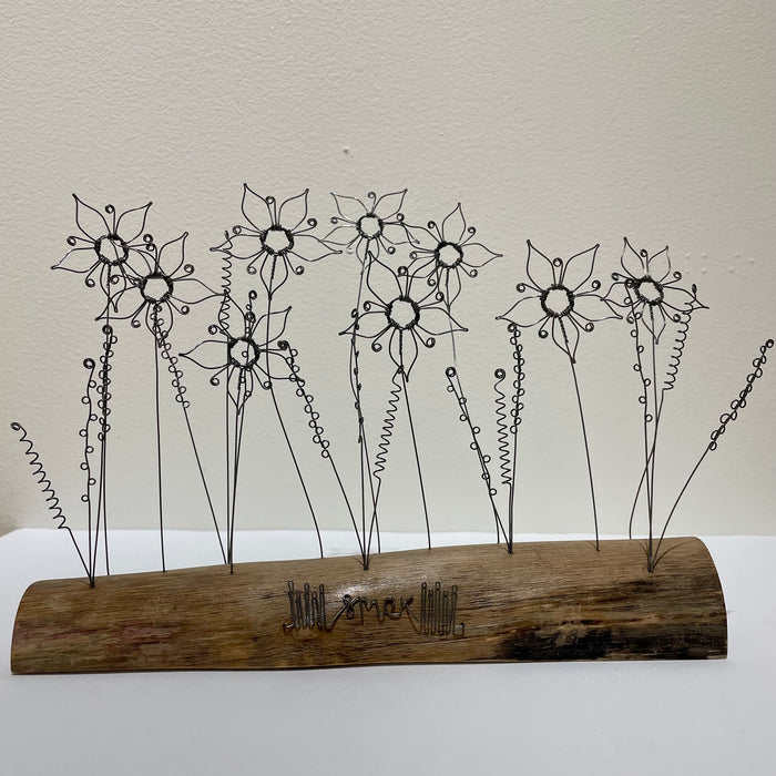 "Love in a Mist" - freestanding wire and waxed driftwood scupture by Wild Grey Art