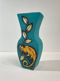 Chameleon and Toucan small vase by Jeanne Jackson