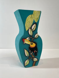 Chameleon and Toucan small vase by Jeanne Jackson