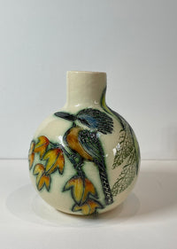 Round Hoopoe bird pot by Jeanne Jackson