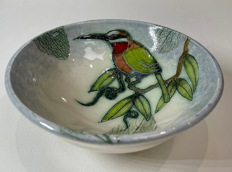 Green and Red Bird Bowl by Jeanne Jackson