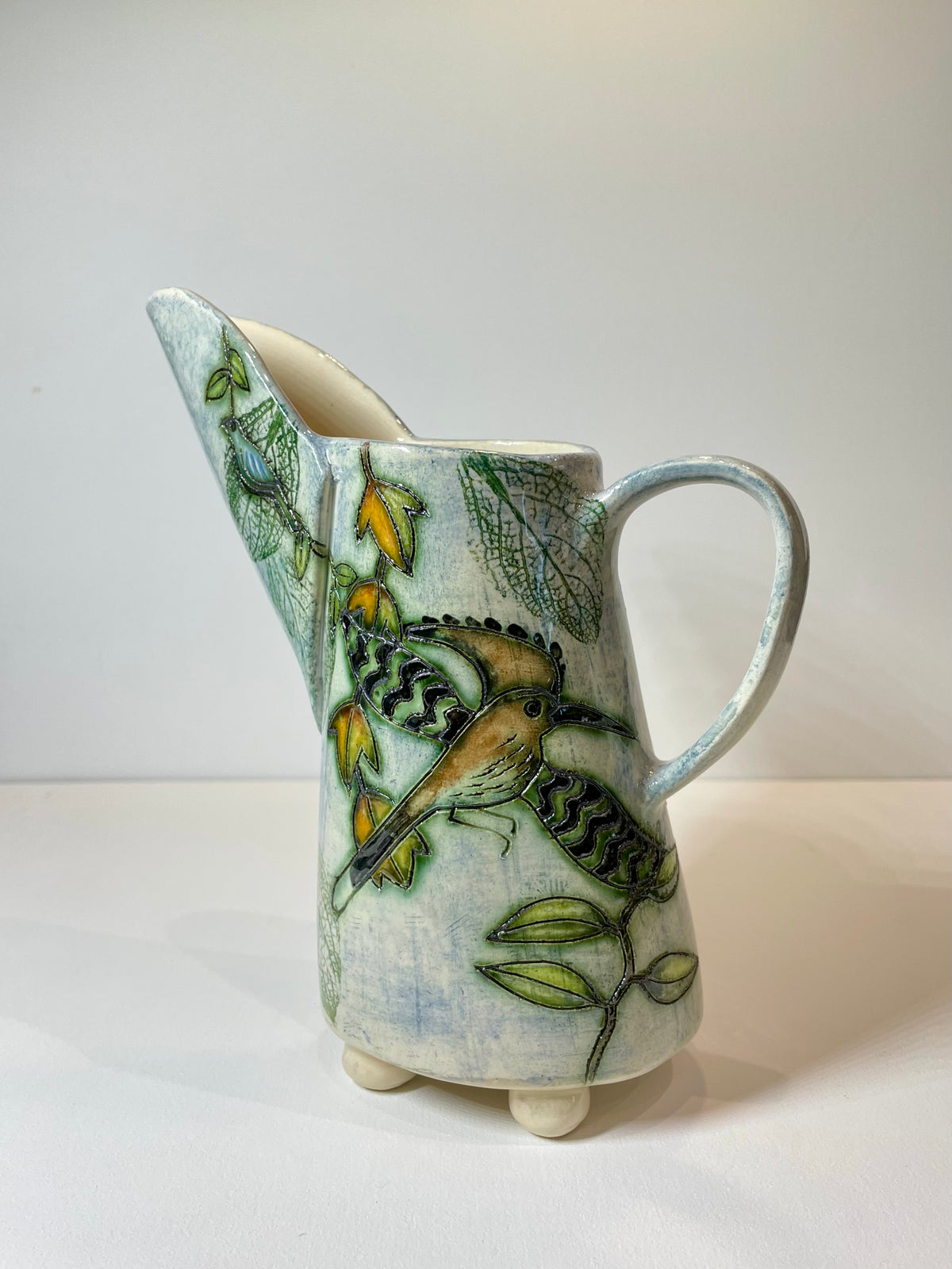 Tall Hoopoe Jug by Jeanne Jackson