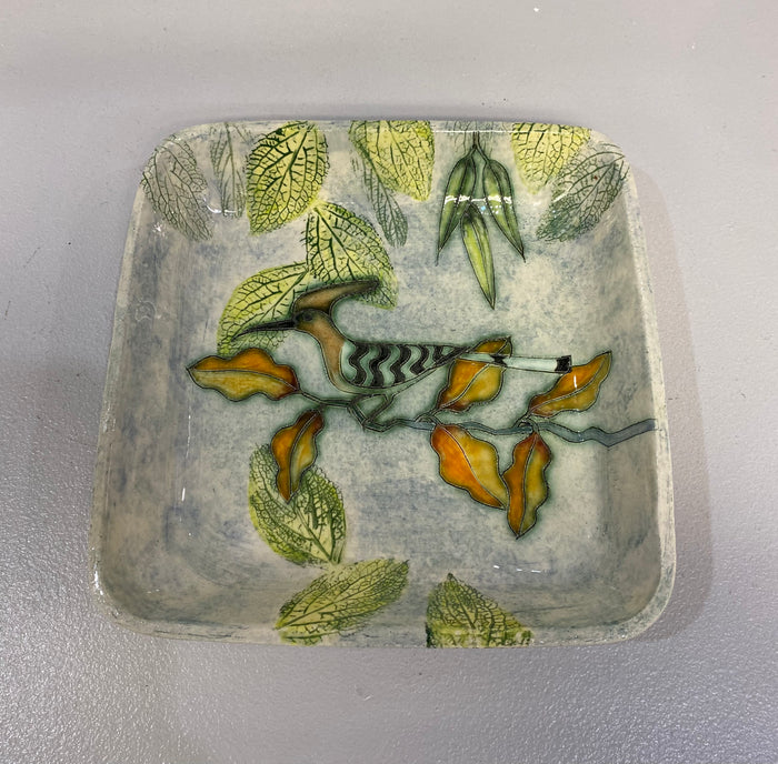 Square Hoopoe Bird Dish by Jeanne Jackson