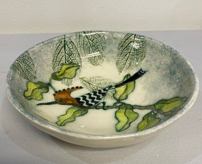 Medium Round Hoopoe Bird Dish by Jeanne Jackson