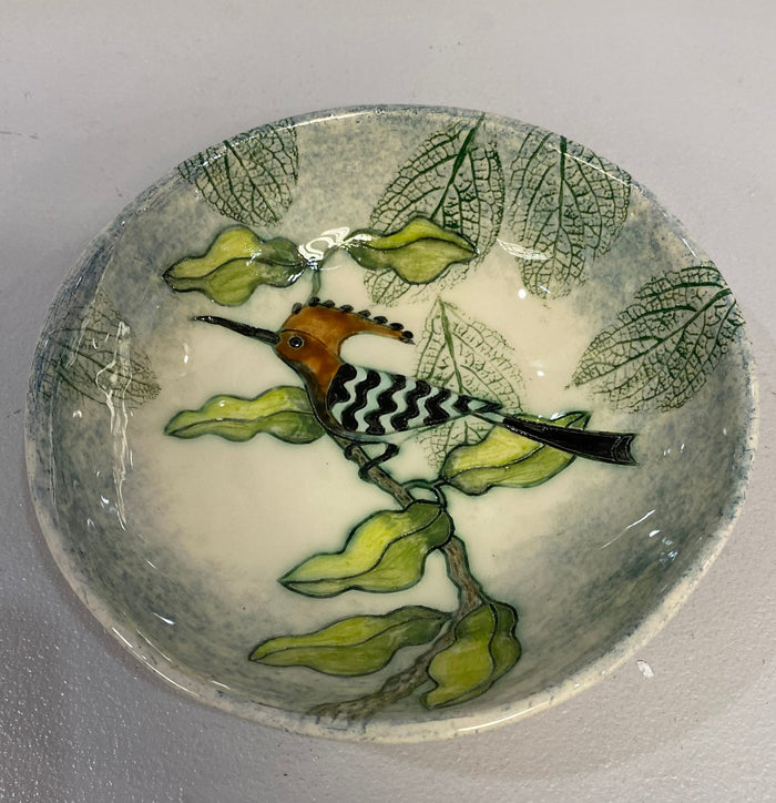 Medium Round Hoopoe Bird Dish by Jeanne Jackson