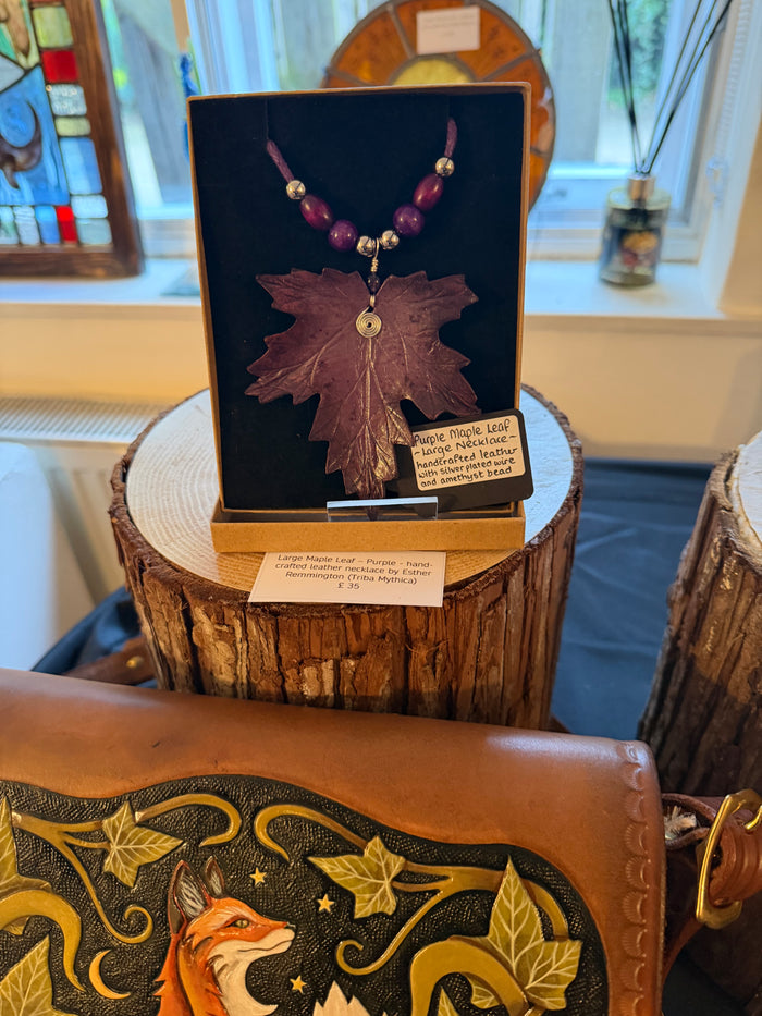 Large Maple Leaf Necklace (Purple) by Esther Remiington (TribaMythica)