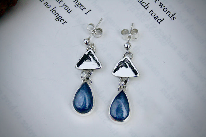 Like a Wave from the Ocean - Kyanite Earrings - hand-crafted by Josh Chandler-Morris (Harsh Realm Jewellery) 