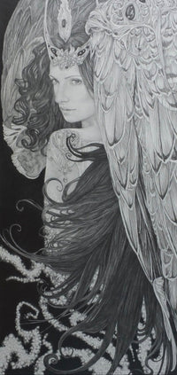 Maiden of Odin - Original Pencil Drawing by Ed Org