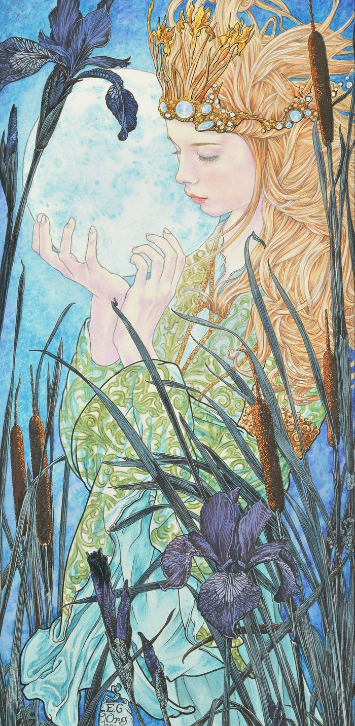 Moon Nymph - Original Pen & Ink and watercolour by Ed Org